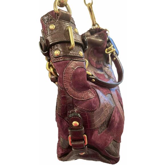 EUC COACH Inlaid C Brooke Purple Leather Suede Medium Tote Bag Purse -Rare - Picture 6 of 7